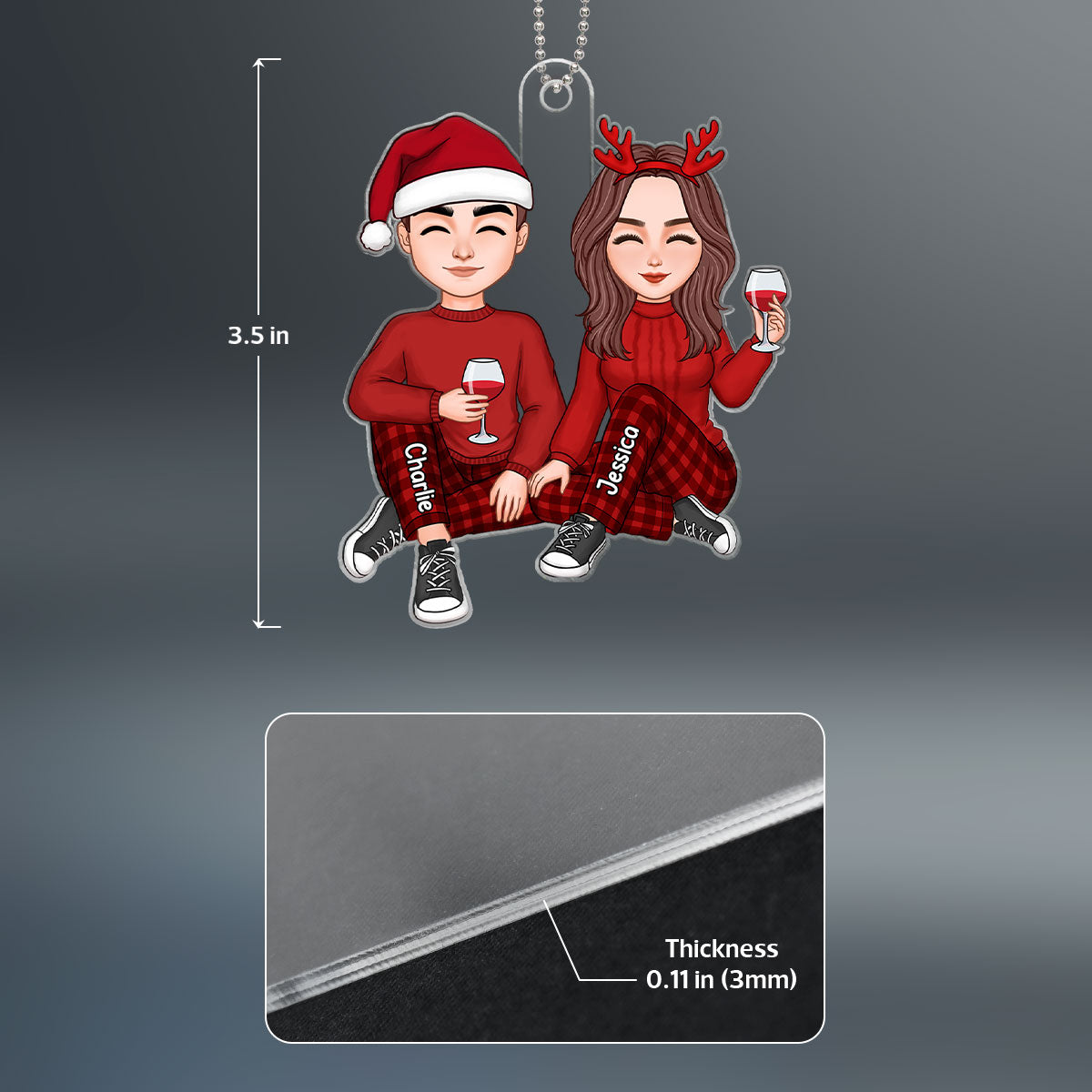 Cute Couple Gift For Him For Her Personalized Acrylic Car Hanger