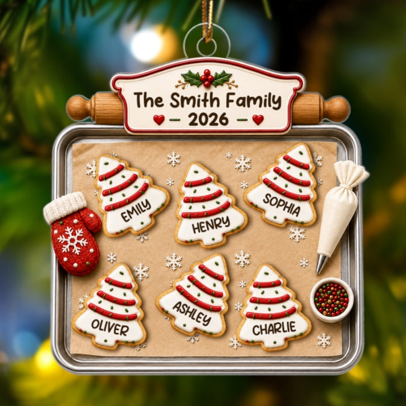 Christmas Tree Cakes Tray Custom Family Names - Personalized Acrylic Ornament - Christmas Gift For Family