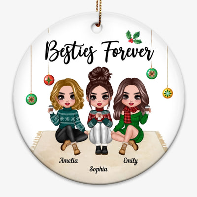 Doll Girls Best Friends Sisters Green Personalized Circle Ornament