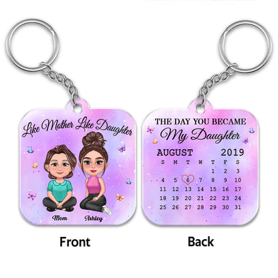 Pretty Doll Mother And Daughter Calendar Date Personalized Acrylic Keychain