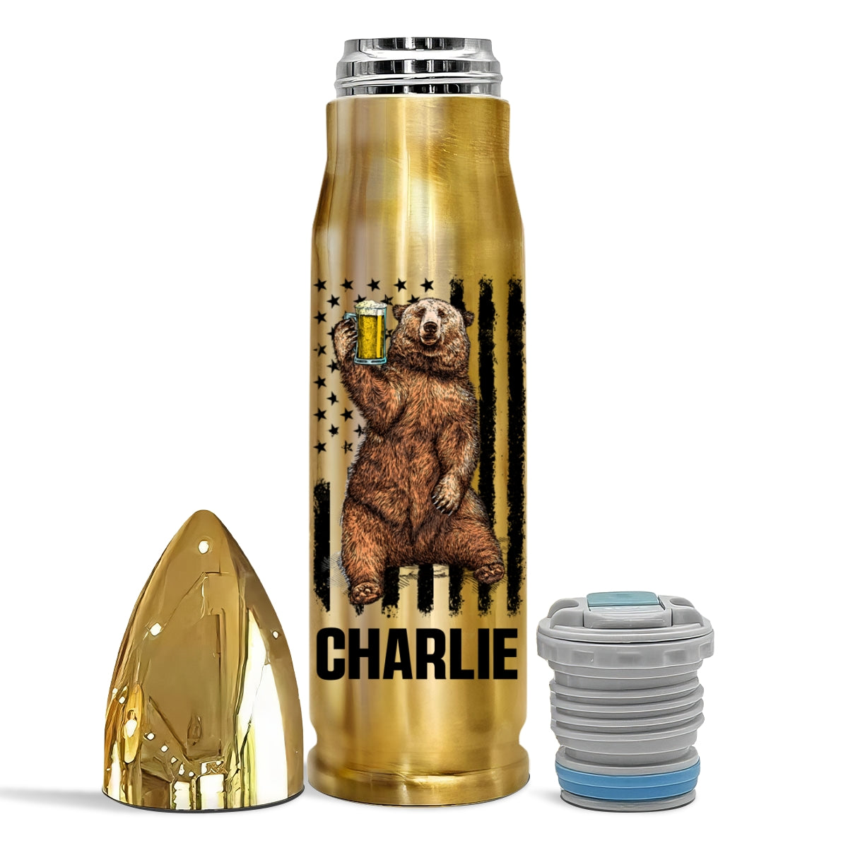 It‘s Not A Dad Bod It’s Father Figure Bear Flag Funny Gift For Husband Dad Personalized Bullet Tumbler