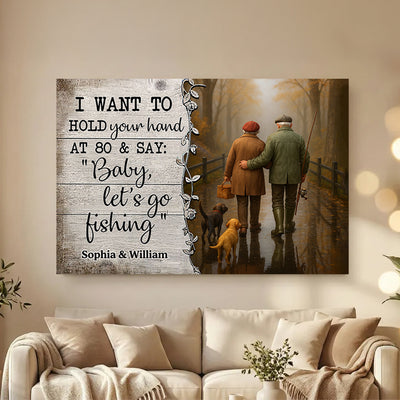 Baby Let's Go Fishing Old Couple - Personalized Poster - Heartwarming Gift For Him, For Her, For Couple