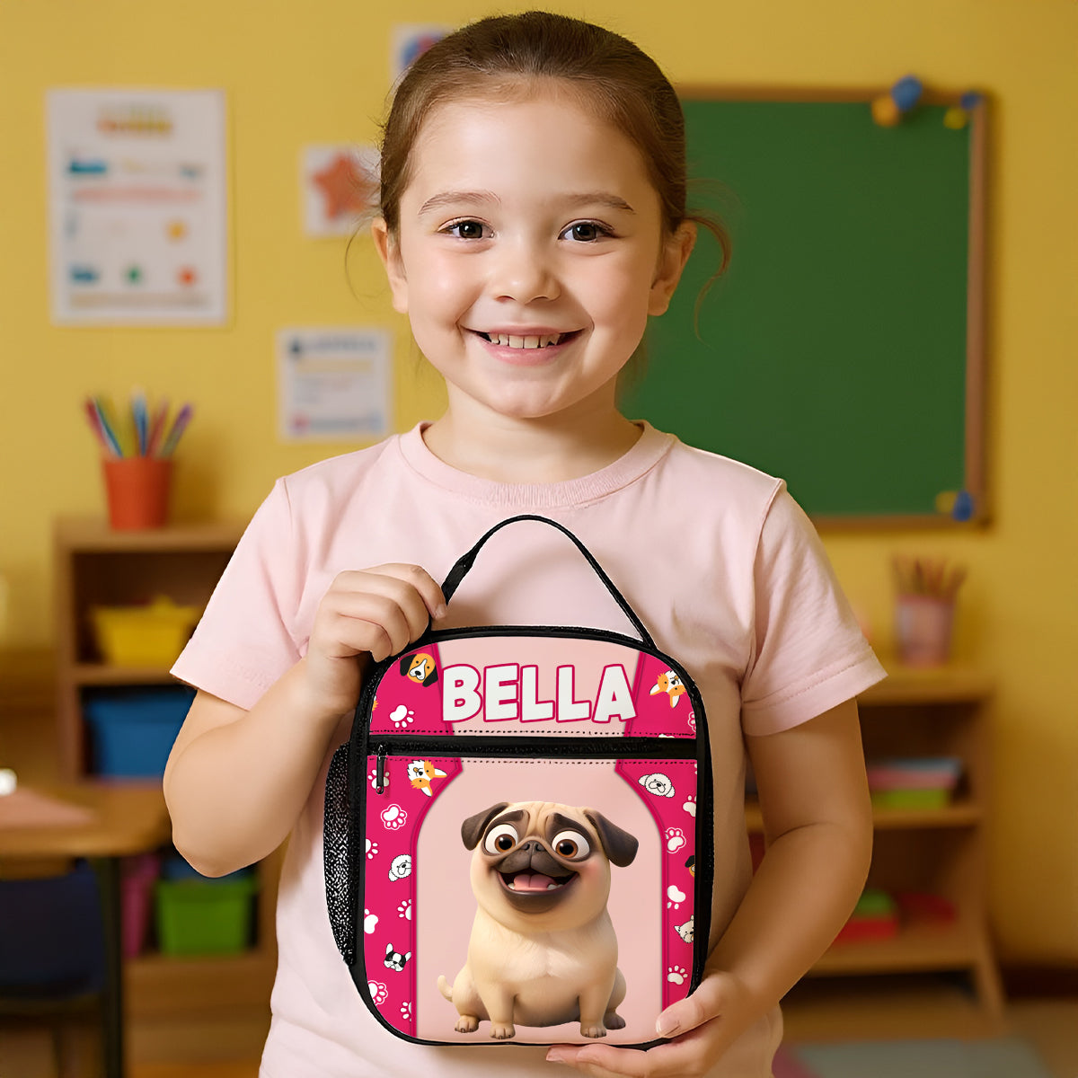 Cute Cartoon Dogs Cats Personalized Insulated Lunch Bag for Kids, Back to School Gift for Kids