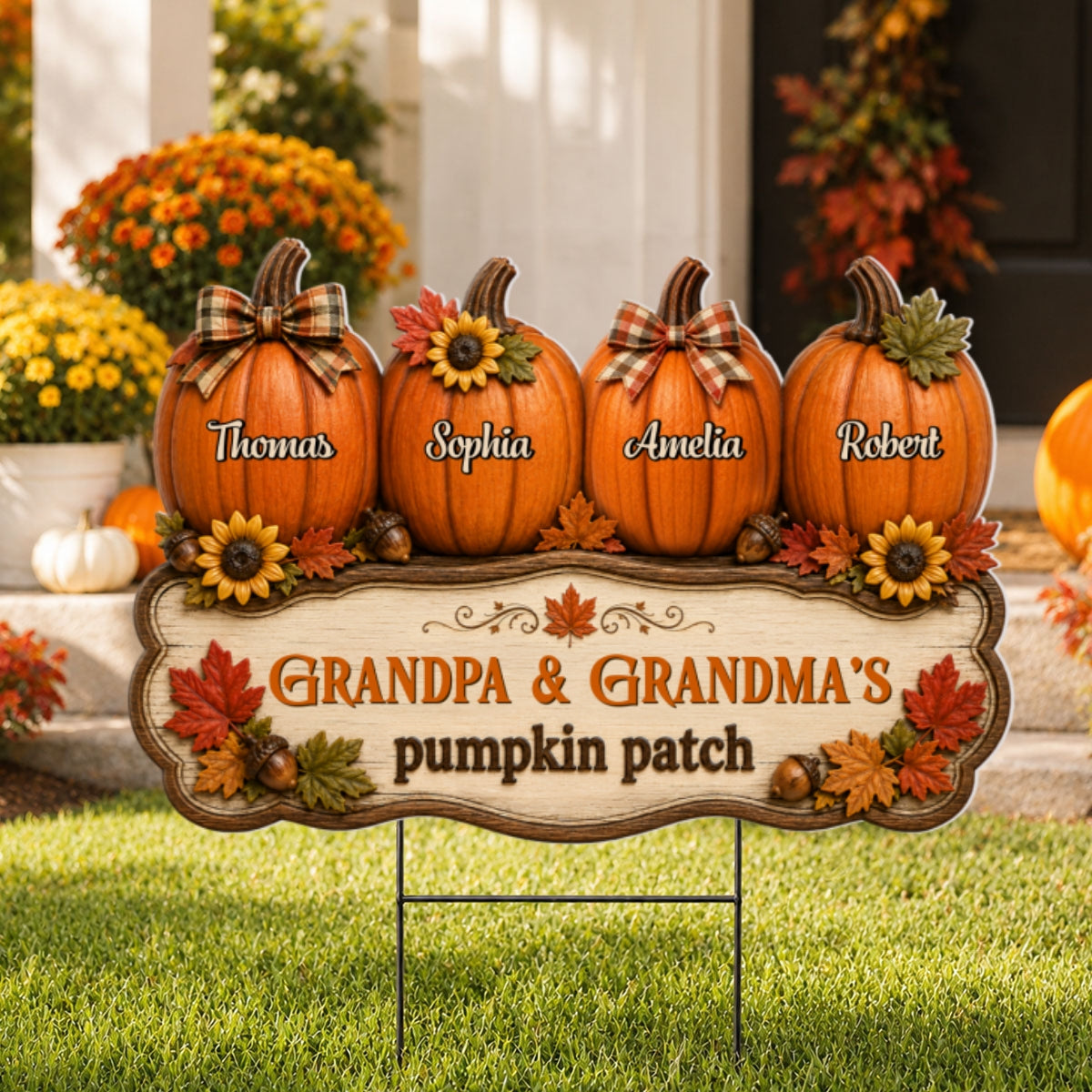 Cozy Fall Vibe Grandpa Grandma's Pumpkin Patch - Personalized Yard Sign - Fall Decor For Grandparents