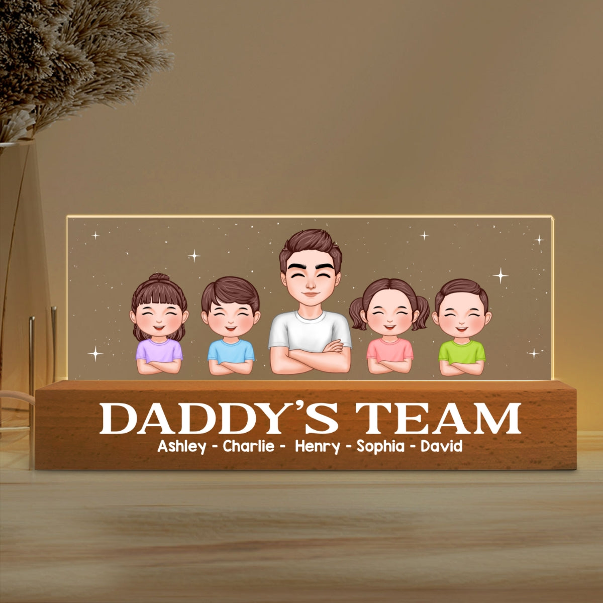 Daddy‘s Team Personalized Acrylic Block LED Night Light