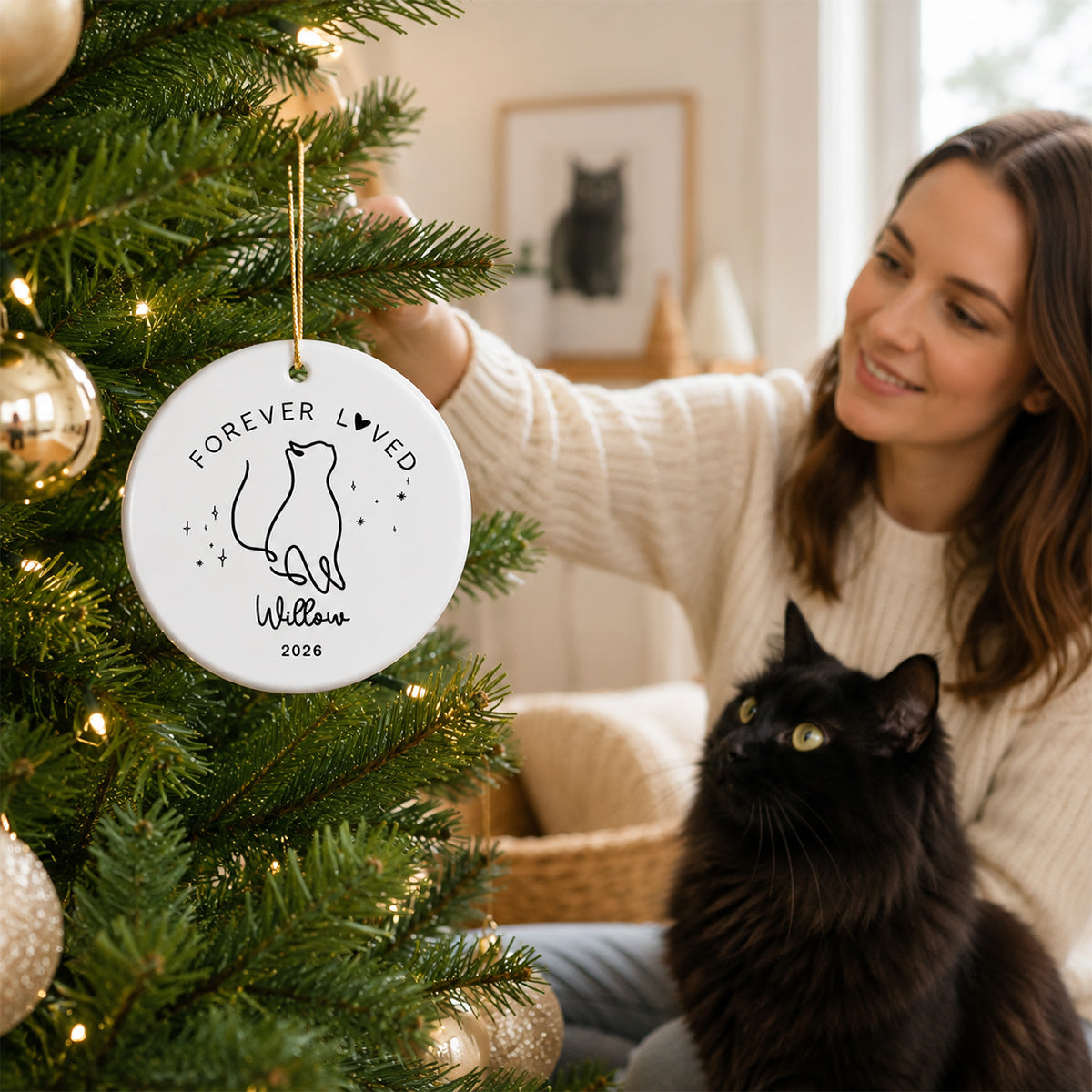 Cat Memorial - Personalized Ceramic Ornament - Cat Loss Gift Cat Memorial Gift Cat Sympathy Gift