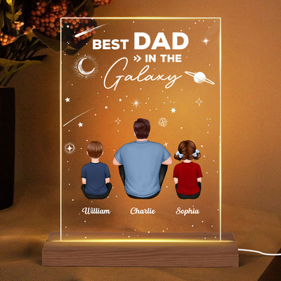 Best Dad In The Galaxy Personalized Rectangle Acrylic Plaque LED Night Light