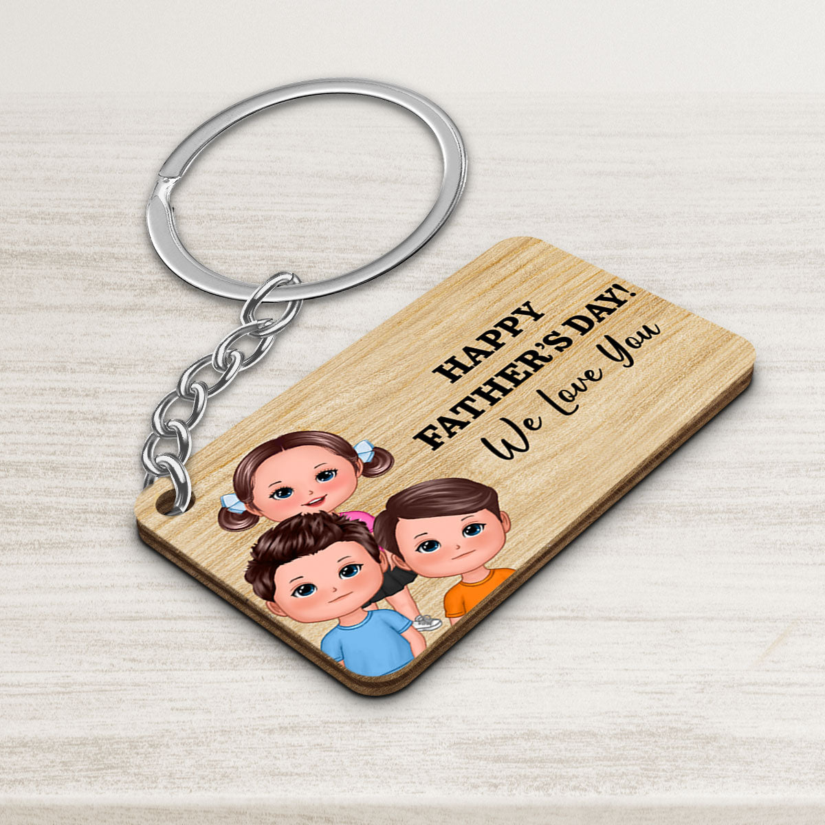 Happy Father‘s Day We Love You Personalized Wooden Keychain