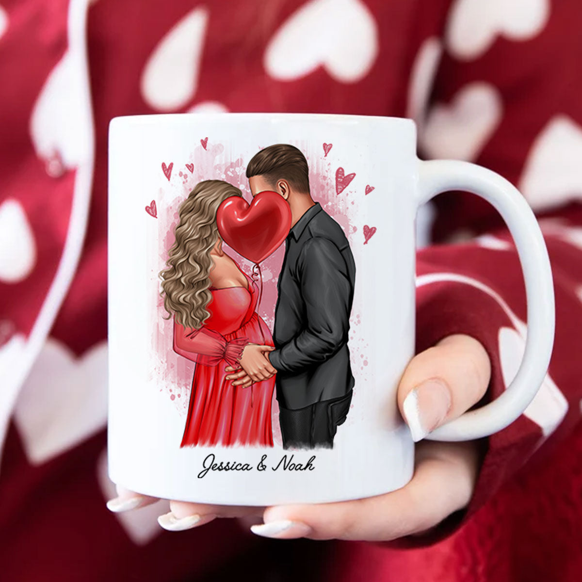 Personalized  Pregnant Wife Mug, Kissing Couple, Expecting From Husband Gift, Mom To Be Vday Gift, Romantic Pregnancy Gift