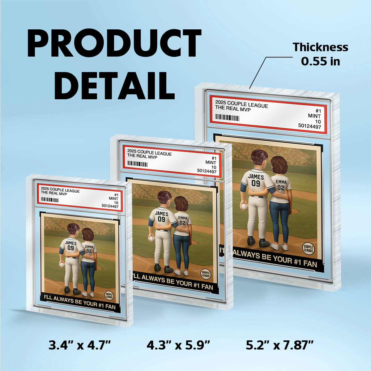 Always Your Biggest Fan Baseball Couple Trading Card Style Personalized Acrylic Block Plaque