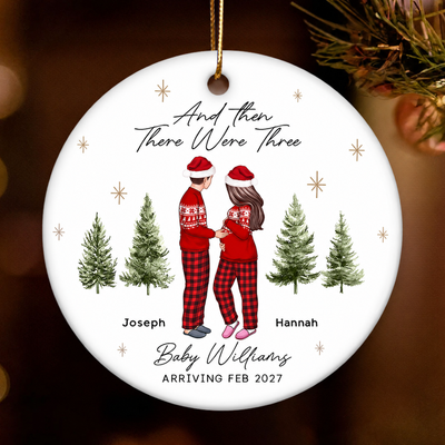 And Then There Were Three - Pregnancy Announcement Ornament - Baby Coming Soon Ornament - Ornament for Baby - Expecting Mom Gift