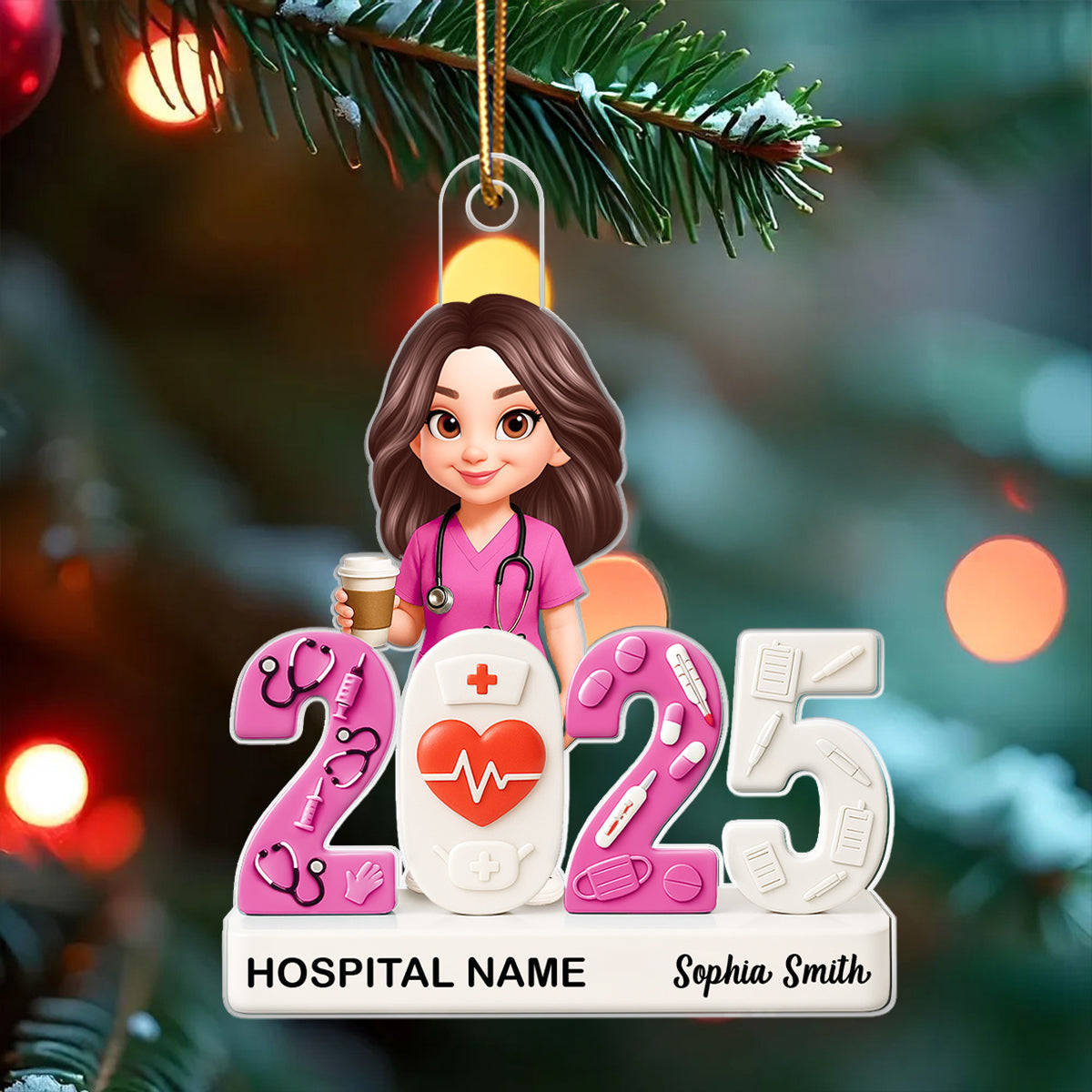 2025 Nurse - Personalized Acrylic Ornament - Christmas Gift for Nurse