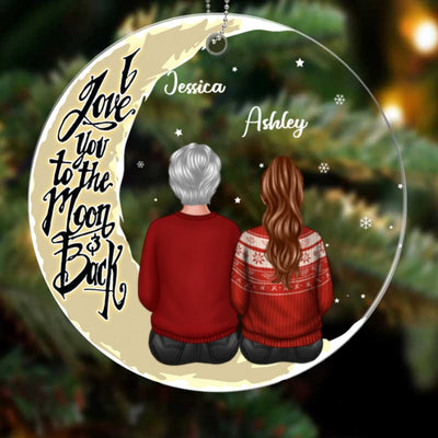 Grandma Adult Grandkids On Moon Personalized Acrylic Ornament