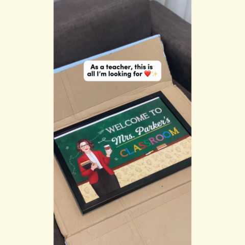 Welcome To Teacher Classroom Blackboard Personalized Horizontal Poster