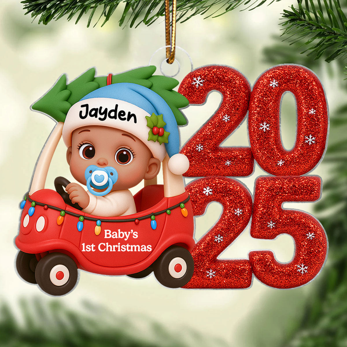 Baby Driving Car First Christmas - Personalized Acrylic Ornament - Christmas Gift For New Born, Baby