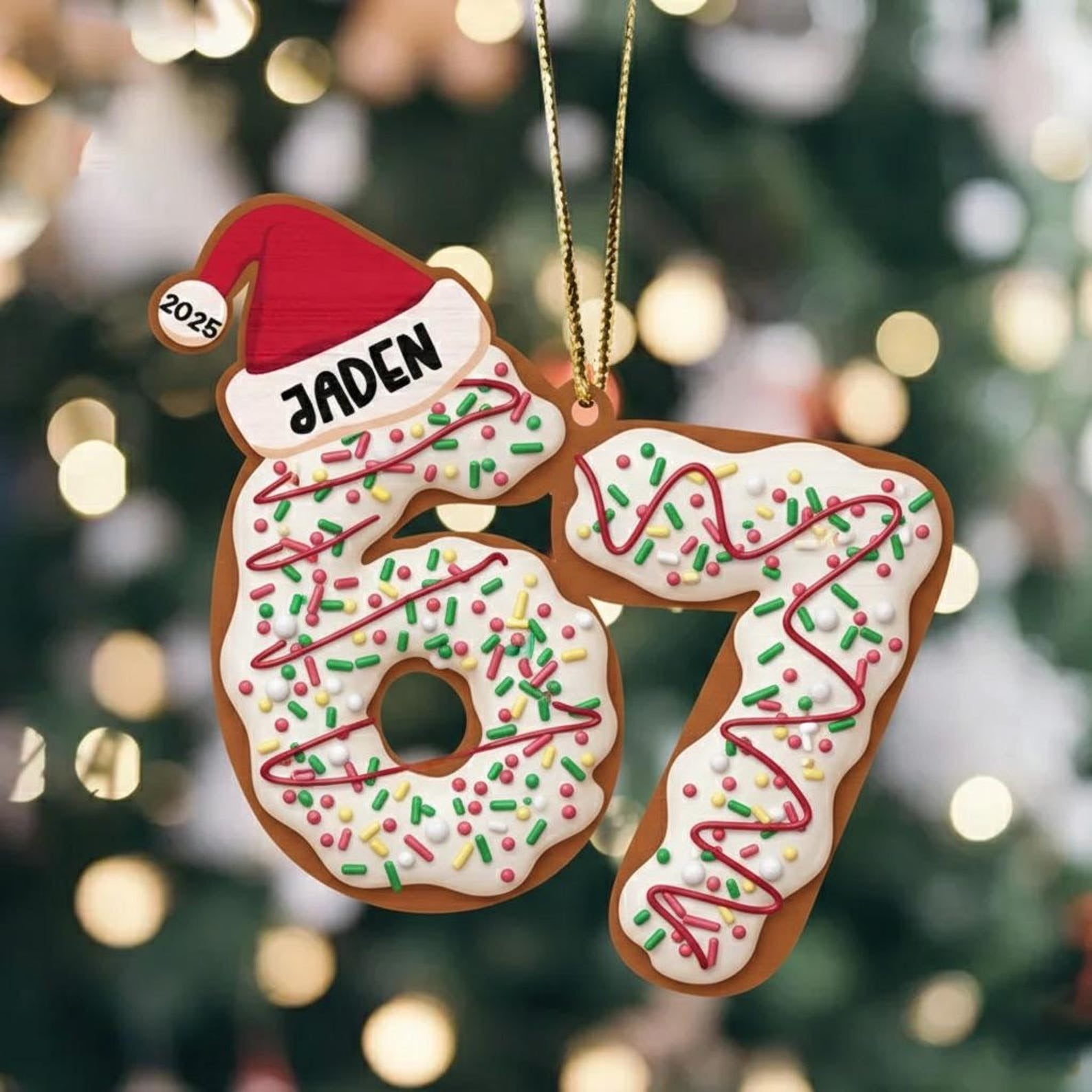 Custom Six Seven - Personalized Acrylic Ornament - Teen Slang Funny Tree Decor, Funny Teen Grandkid Gift