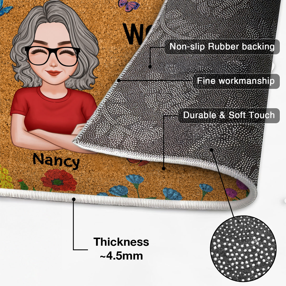 World‘s Best Grandma Grandparents Live Here Flowers Personalized Doormat