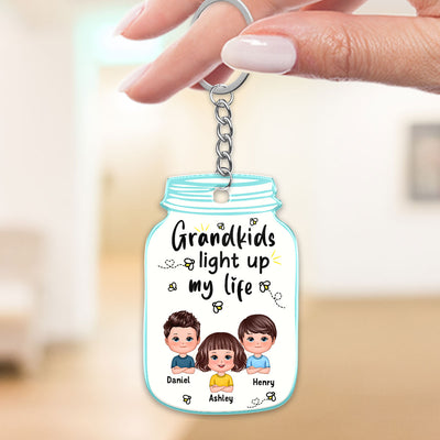 Grandkids Light Up My Life Cute Doll Kids Personalized Acrylic Keychain