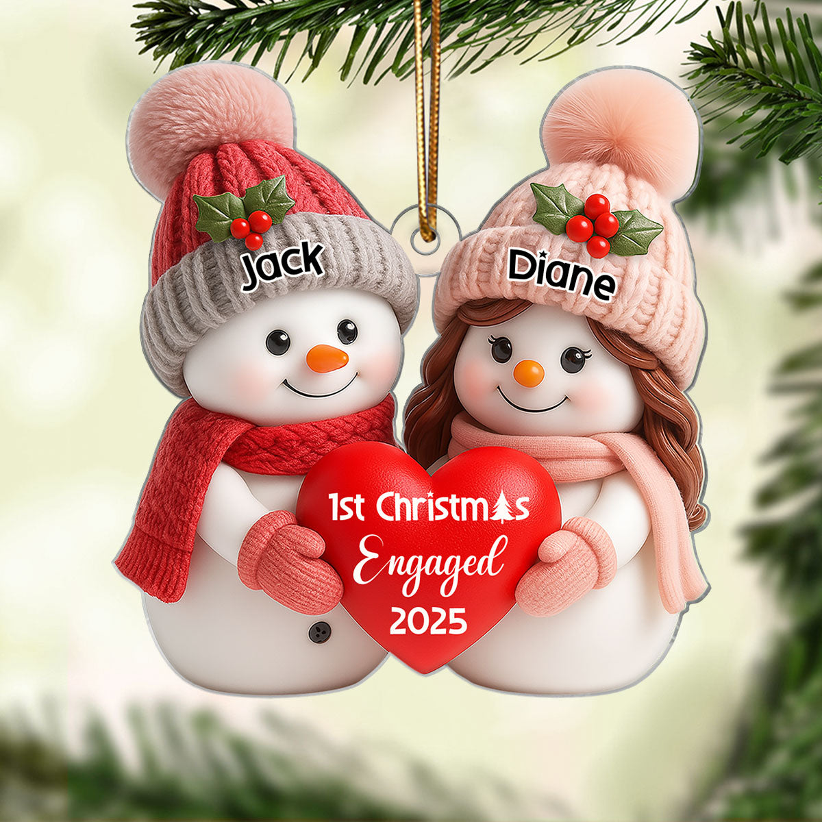 First Christmas Engaged, Married Personalized Acrylic Ornament, Christmas Gift for Newlyweds, Couples