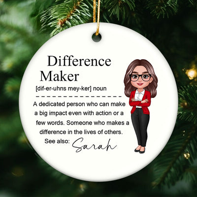 Difference Maker Personalized Ceramic Ornament, Mentor Appreciation Gift, Leader Gift, Gift for Teacher, Thank You Gift, Leaving Gift