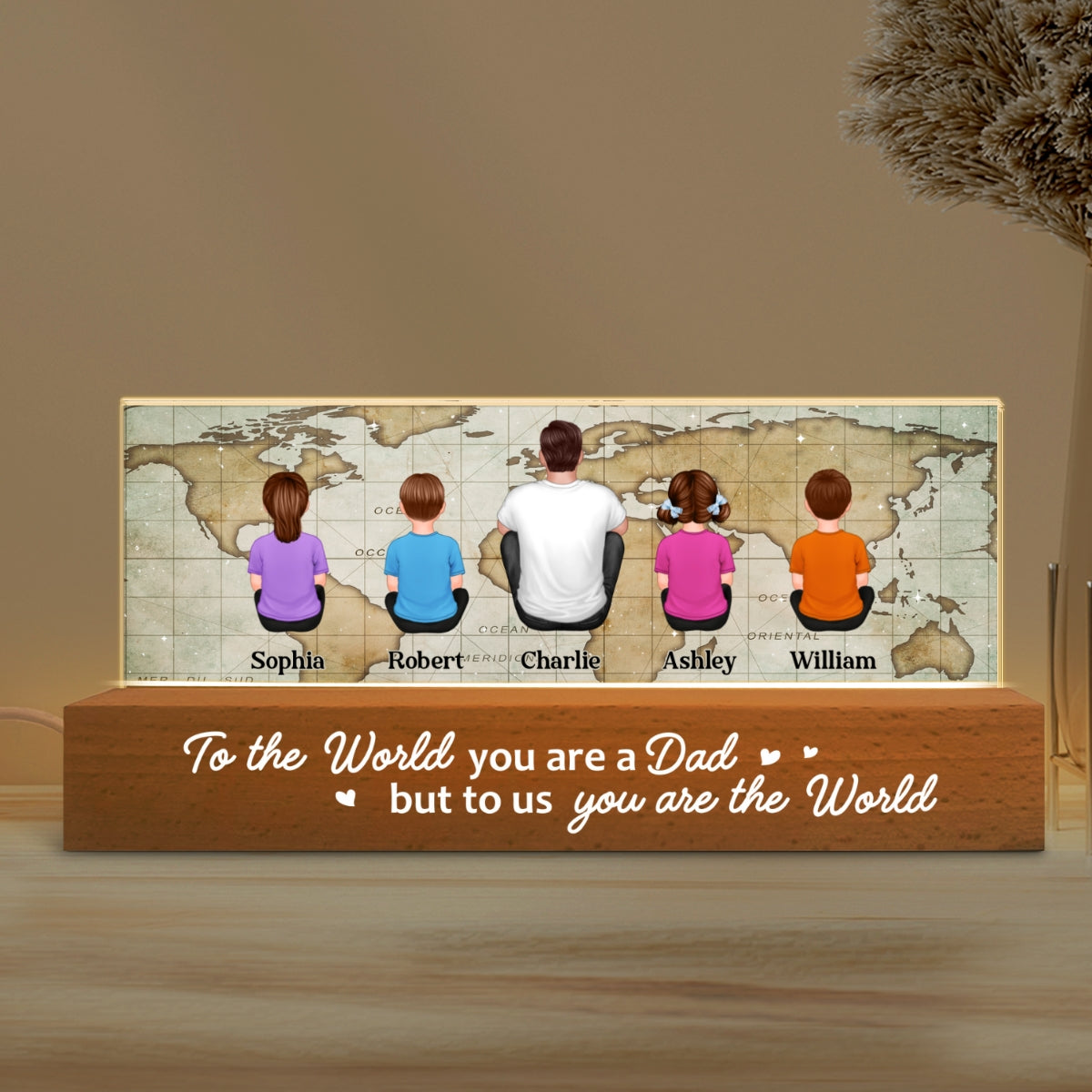 Dad You Are The World Personalized LED Night Light, Gift For Father‘s Day