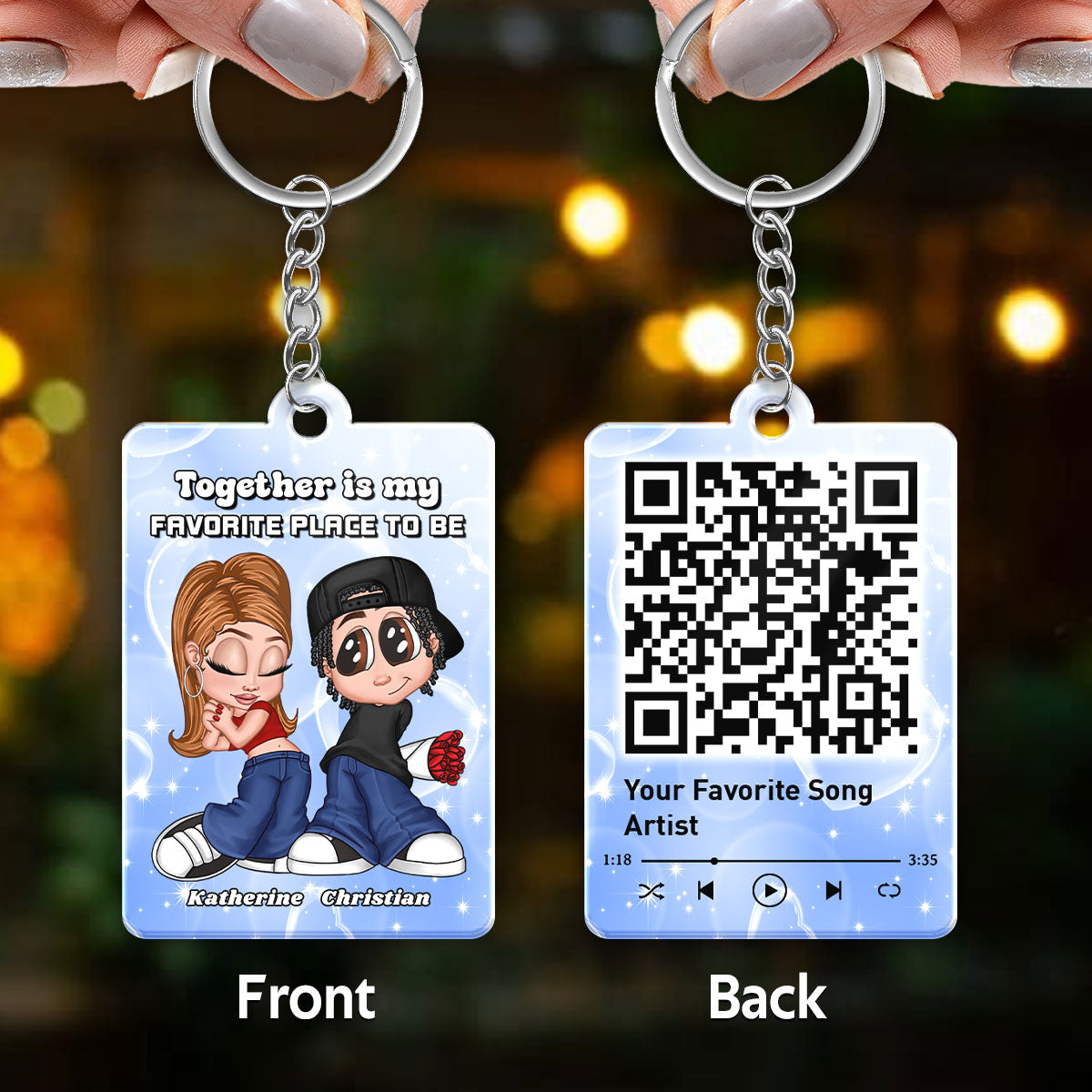Y2K Couple Favorite Song QR Code Personalized Acrylic Keychain,  Gift For Him, For Her