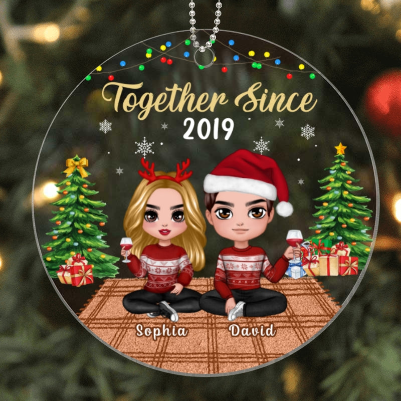 Doll Couple Sitting In House Personalized Acrylic Ornament