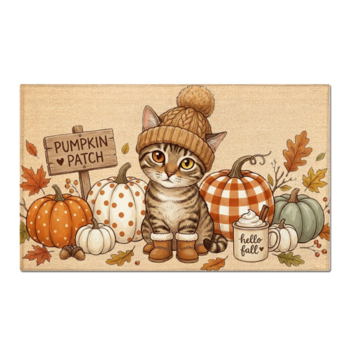 Hello Fall Custom Dog Cat Pet Portrait from Photo - Personalized Doormat - Cozy Fall Decor for Pet Lovers