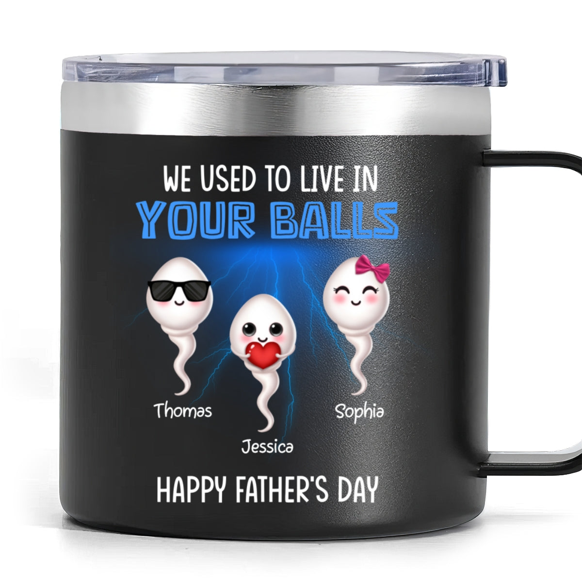 We Used To Lived In Your Balls Cute Little Kids Personalized Stainless Steel Tumbler With Handle
