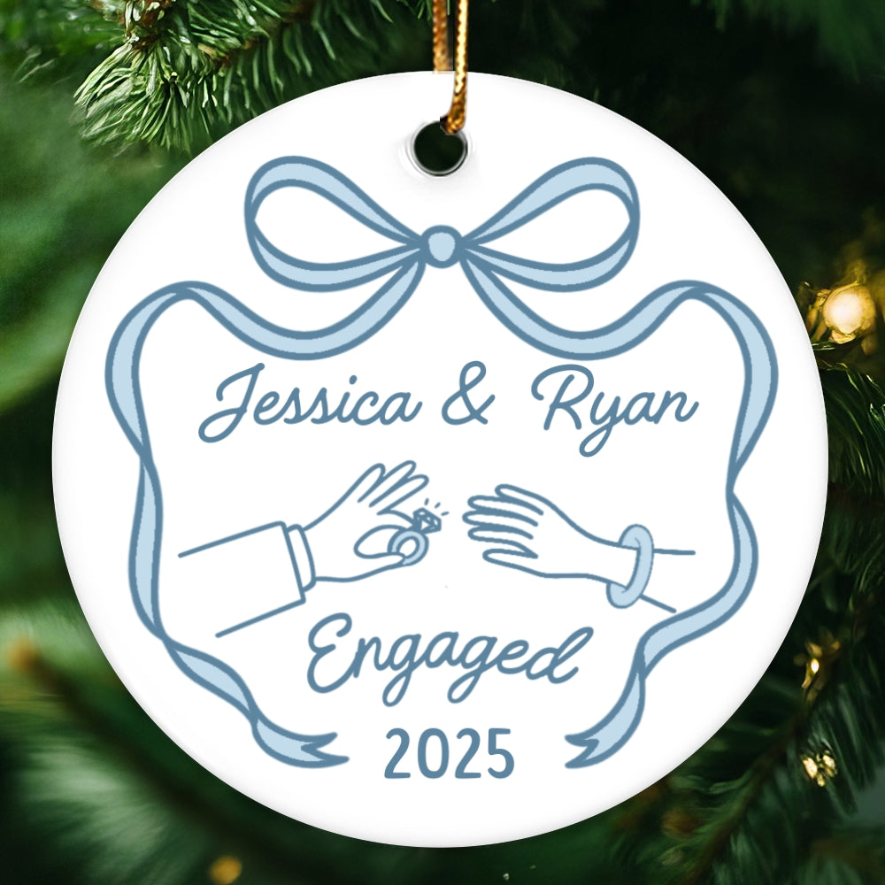 First Christmas Engaged Married Keepsake Personalized Ceramic Ornament