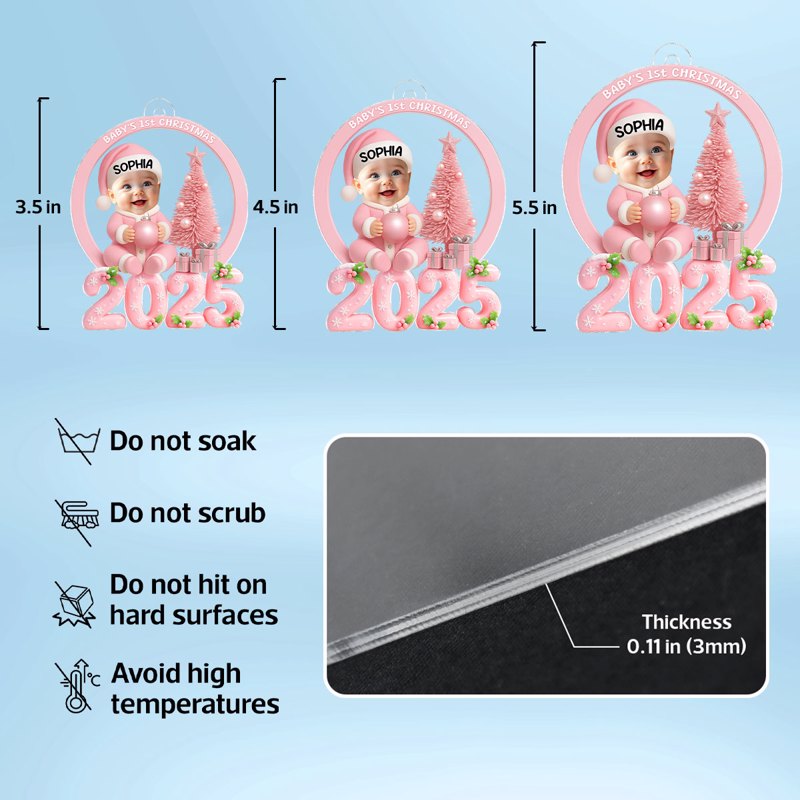 Baby Photo Beside Christmas Tree 2025 - Personalized Acrylic Ornament - Unique Christmas Gift For New Parents, Newborn Keepsake