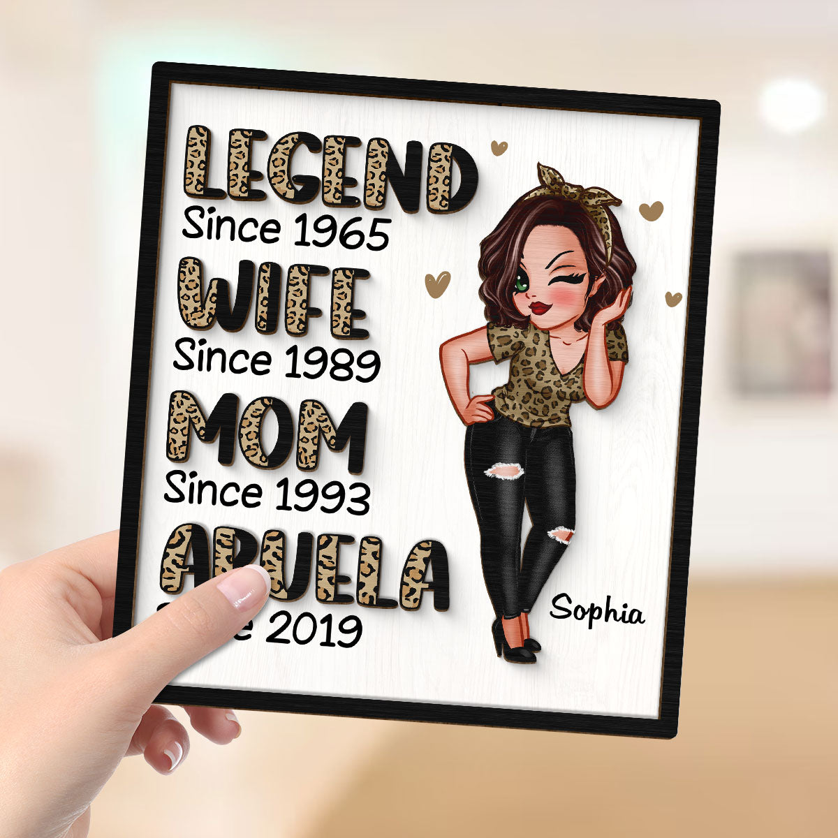 Legend Wife Mom Grandma Personalized 2-Layer Wooden Plaque