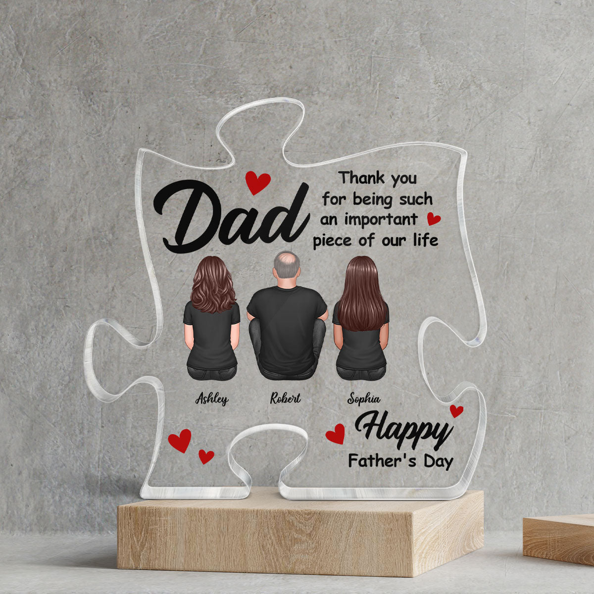 DAD Thank You For Being Important Piece Of Our Life Personalized Puzzle Acrylic Block Plaque| Heartfelt Father's Day Gift For Dad, Husband