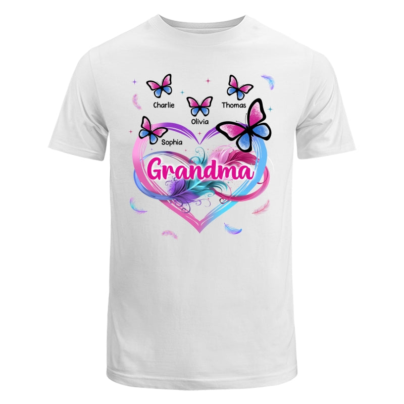 Grandma Mom Pink Blue Heart Infinity Butterflies Personalized Shirt