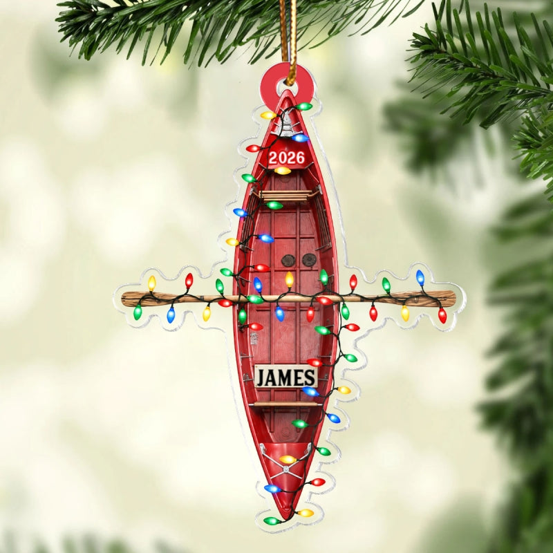 Custom Name Boat - Personalized Acrylic Ornament, Christmas Tree Hanging Decor, 2D Flat Ornament, Sailing Boat