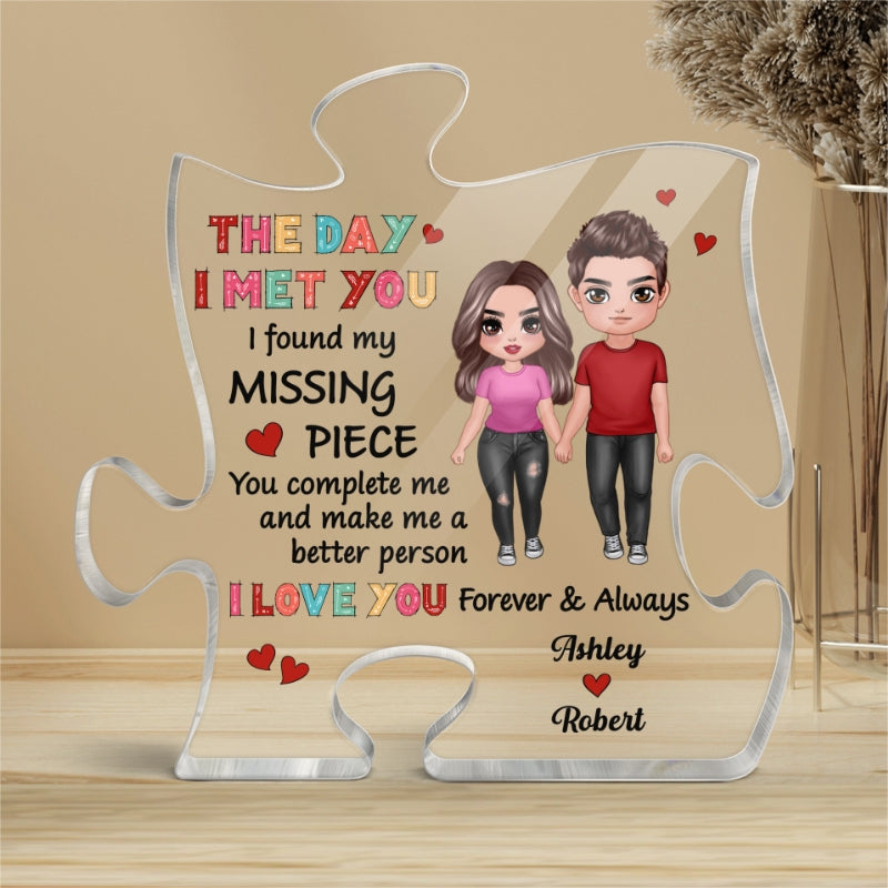 Colorful Pattern Standing Doll Couple Personalized Puzzle Acrylic Plaque