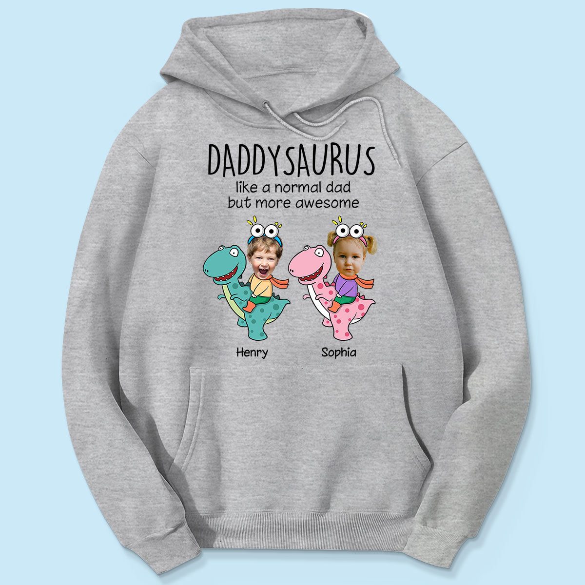Daddysaurus Grandpasaurus Kid Face Photo Dinosaur Personalized Shirt