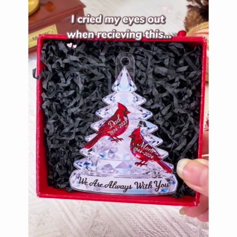 3D Effect Memorial Tree Cardinals - Personalized Acrylic Car Hanger - Remembrance Gift, Sympathy Gift For Whole Family, Extended Family