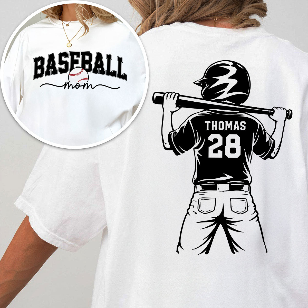 Baseball Mom Baseball Players - Personalized Personalized Double Sided Shirt- Mother's Day Gift For Baseball Mom, Wife