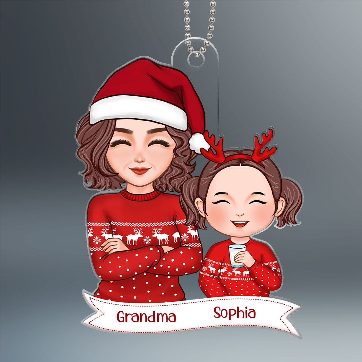 Pretty Grandma Grandkid Smiling Christmas Gift For Granddaughter Grandson Personalized Acrylic Ornament