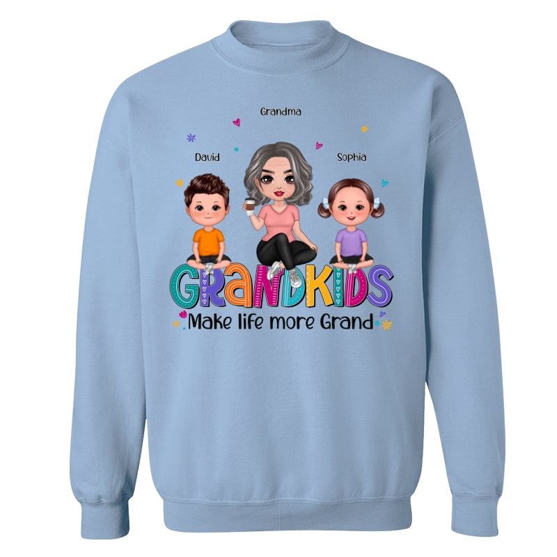 Grandma Grandkids Make Life Grand Sitting On Word Personalized Shirt