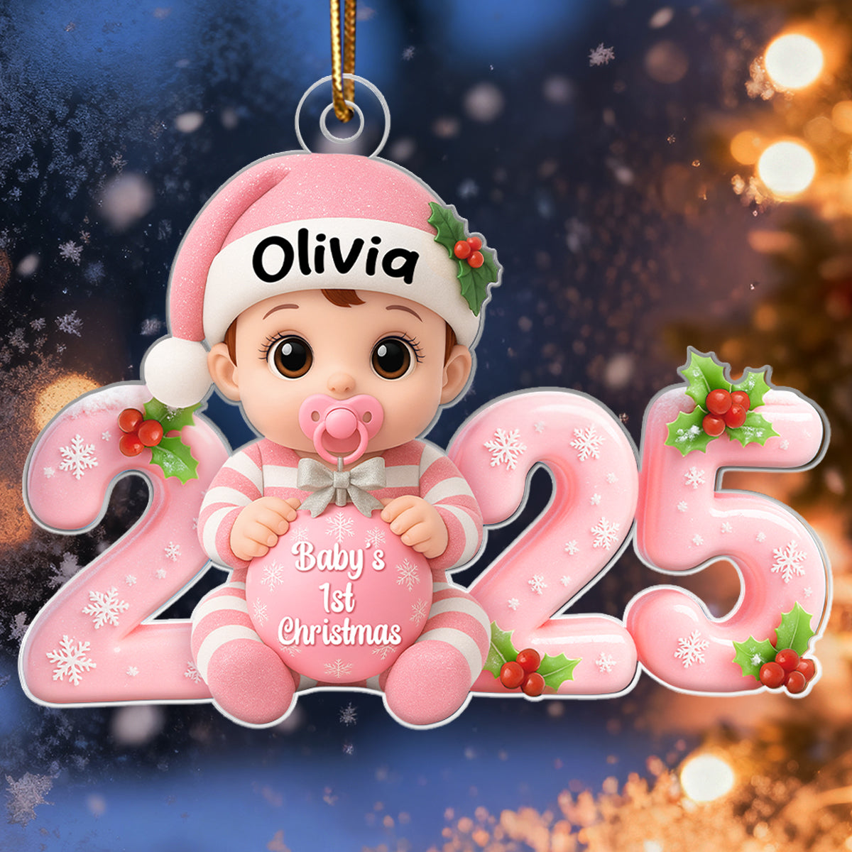 3D Effect Baby 1st Christmas 2025 - Personalized Acrylic Ornament - Heartwarming Christmas Gift For New Born, Baby