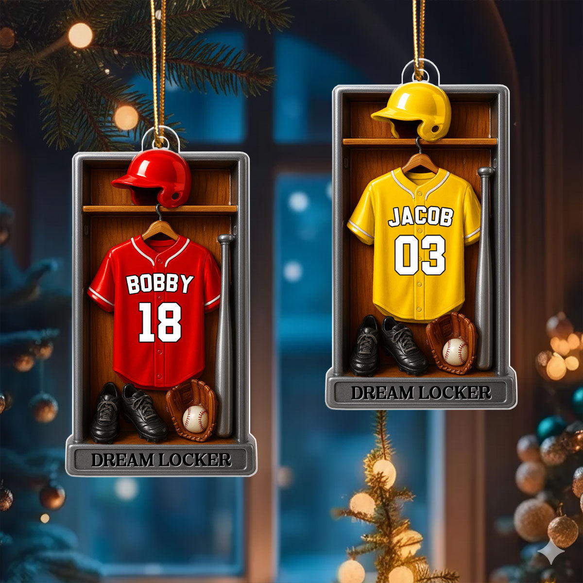 Baseball Softball Jersey Dream Locker - Personalized Acrylic Ornament - Christmas Gift for Sons, Grandsons, Boyfriends