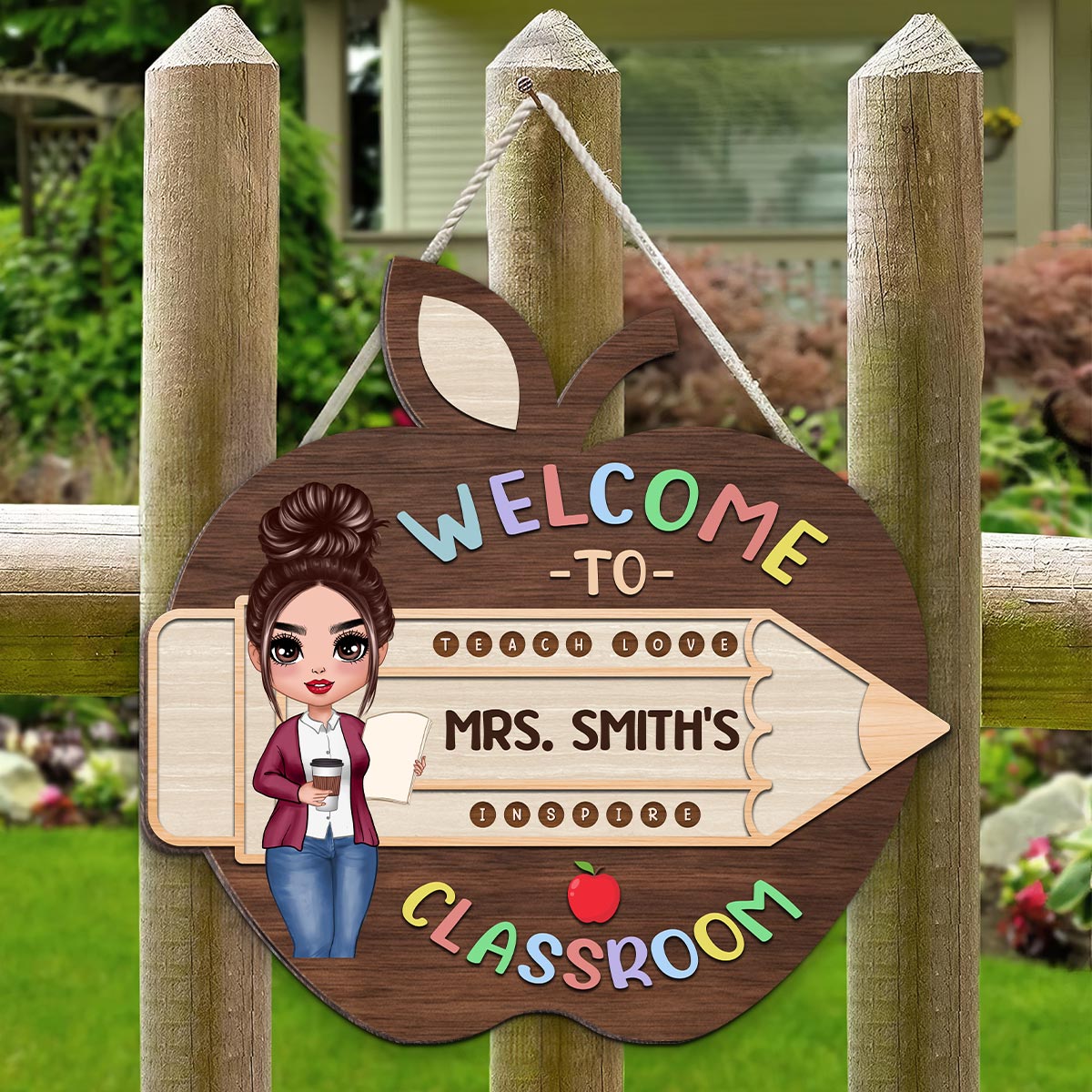 Welcome To Teacher Class Personalized Wood Sign, Back To School Gift For Teacher, Office Decor