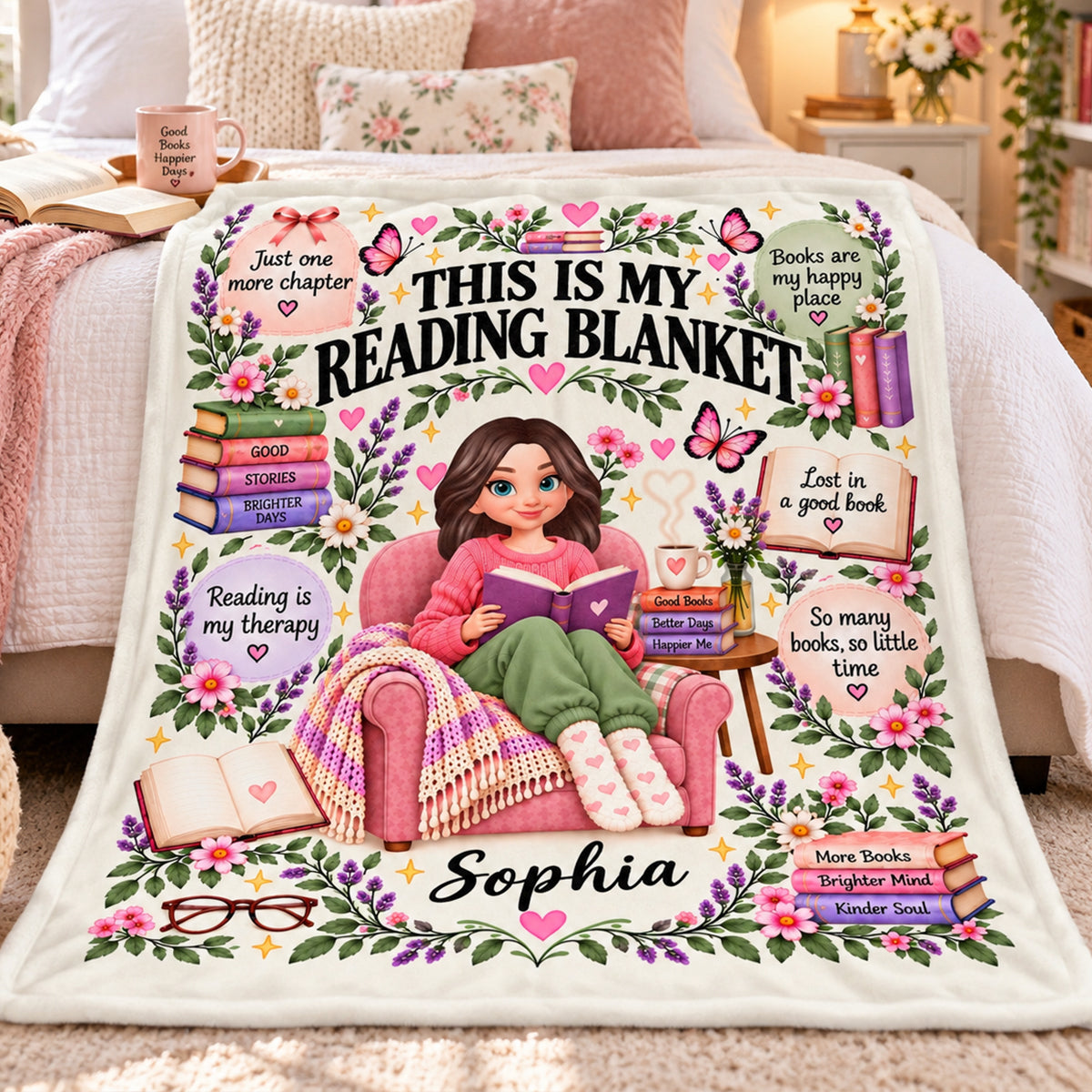 Just A Girl Who Loves Reading Books - Personalized Fleece Blanket - Christmas Gift For Girl, Granddaughter, Daughter, Book Lovers, Bookworm
