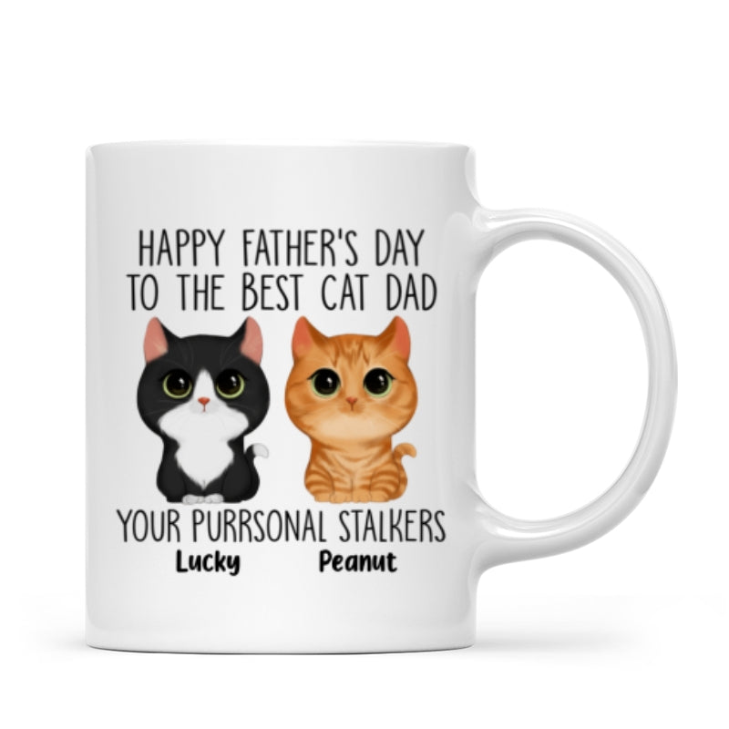 Happy Father‘s Day Good Morning Cat Dad From Watercolor Cute Cats Purrsonal Stalkers Personalized Mug