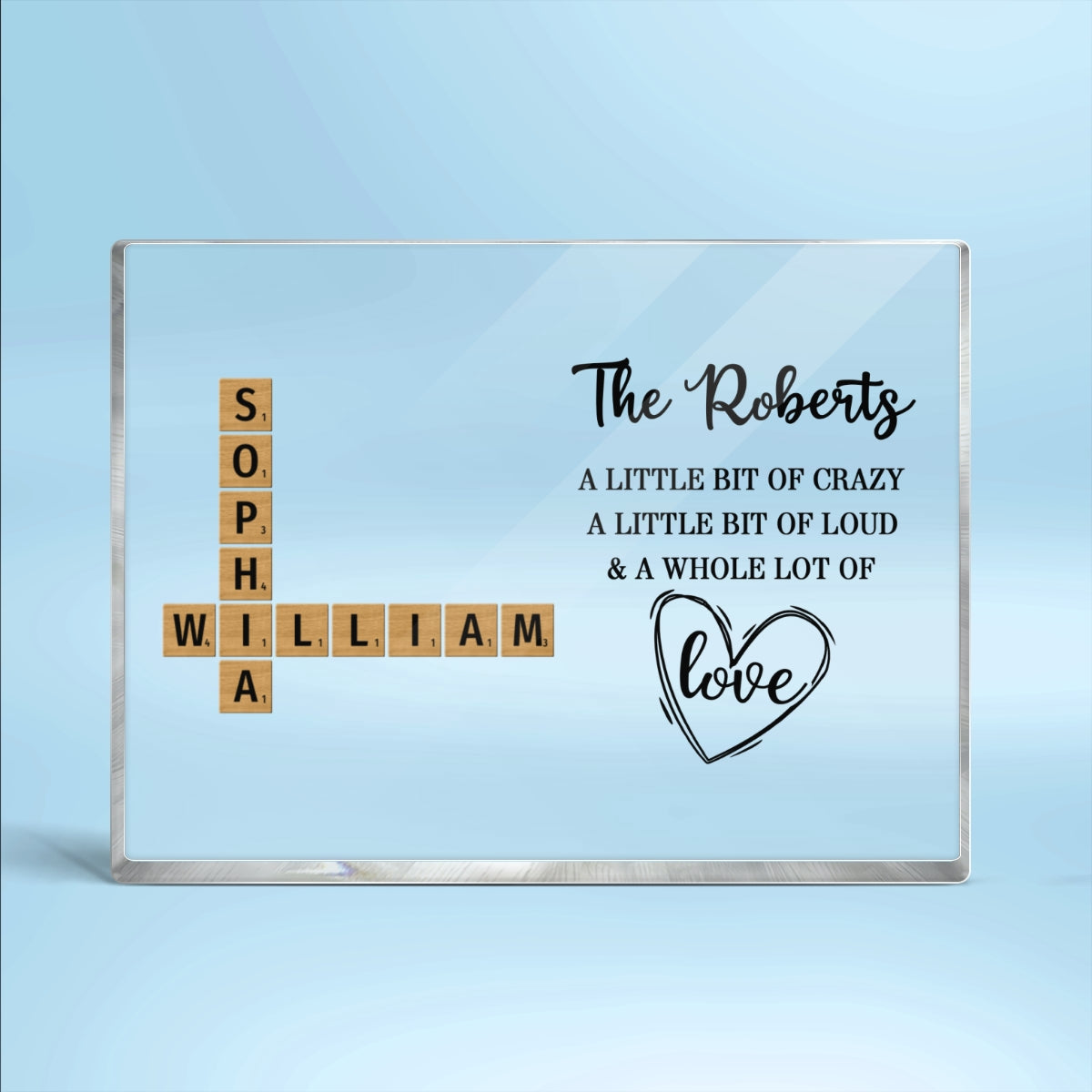 Family Whole Lot Of Love Crossword Puzzle Art - Captured In A Moment, Cherished For A Lifetime Personalized Acrylic Block Plaque