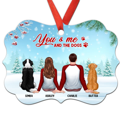 You Me & The Dogs In Snow Pajamas Personalized Christmas Ornament