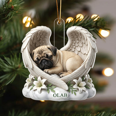 Custom Dog Cat Angel Wings Statue - Personalized Acrylic Ornament - Heartfelt Pet Memorial Gift