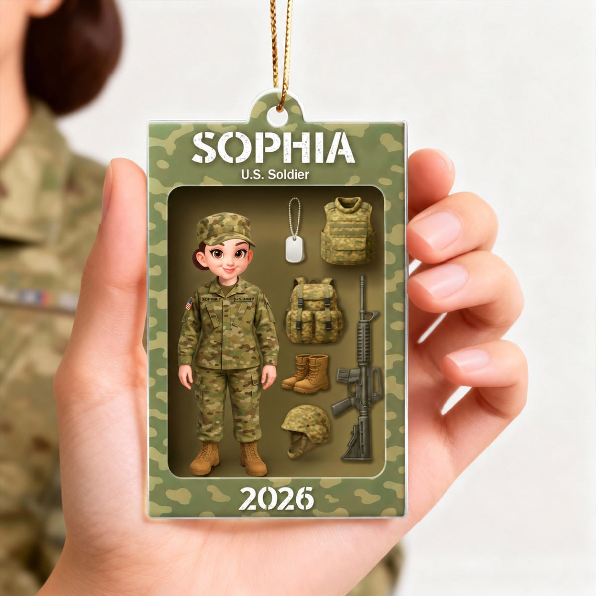 Military Action Figure - Personalized Acrylic Ornament - Special Gift For The Military
